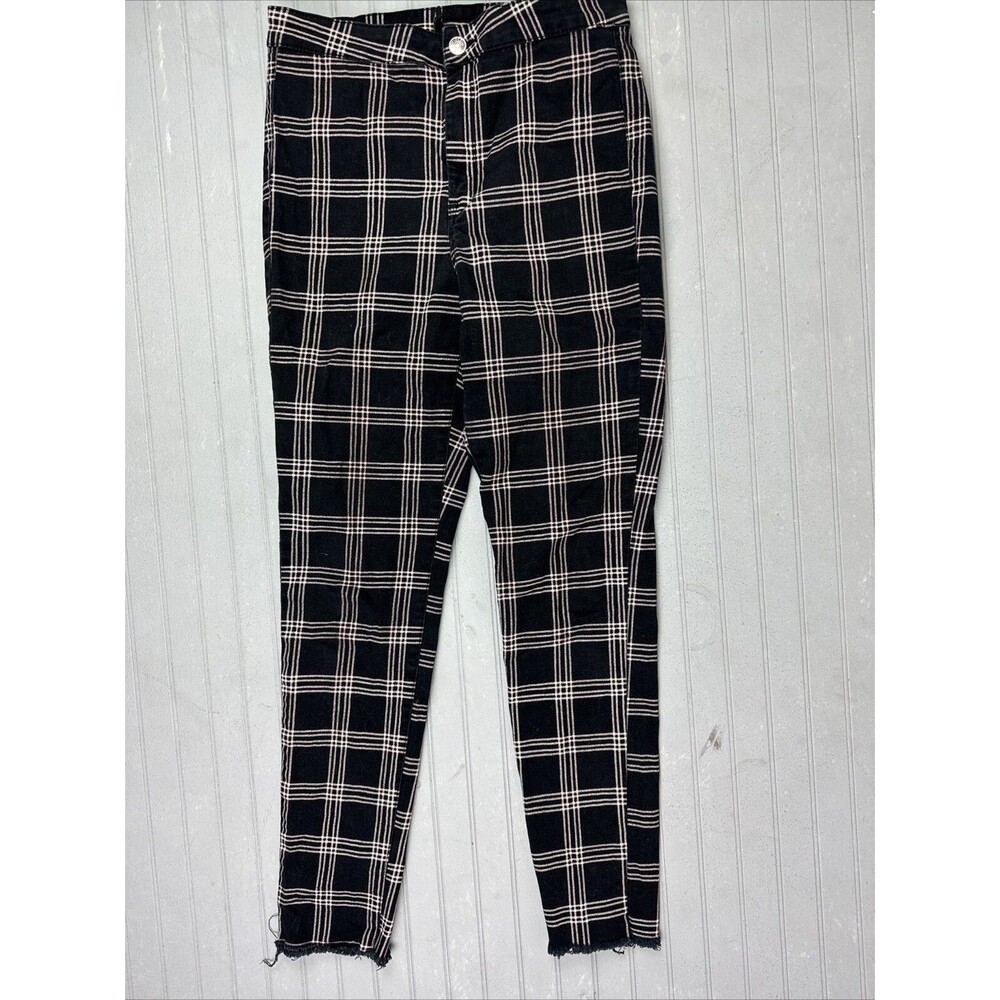 Divided Size 8 Womens Jeans Mid Rise Stretch Black Pink Plaid Skinny